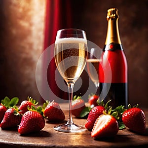 Special occasion luxury celebration, champagne and strawberries