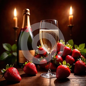 Special occasion luxury celebration, champagne and strawberries