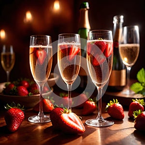 Special occasion luxury celebration, champagne and strawberries