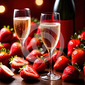 Special occasion luxury celebration, champagne and strawberries