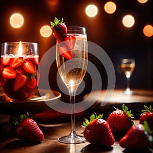 Special occasion luxury celebration, champagne and strawberries