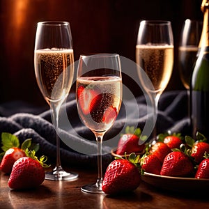 Special occasion luxury celebration, champagne and strawberries