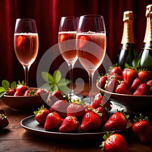 Special occasion luxury celebration, champagne and strawberries