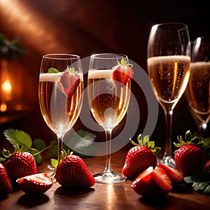 Special occasion luxury celebration, champagne and strawberries