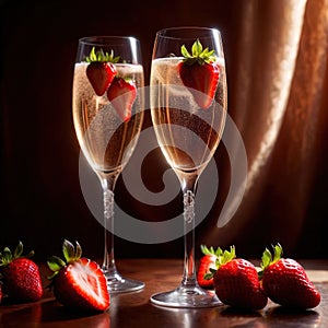 Special occasion luxury celebration, champagne and strawberries