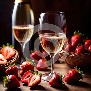 Special occasion luxury celebration, champagne and strawberries