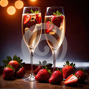 Special occasion luxury celebration, champagne and strawberries