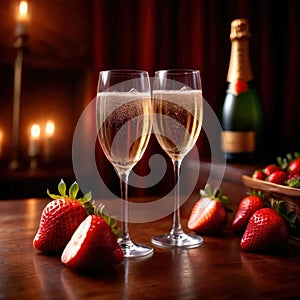 Special occasion luxury celebration, champagne and strawberries