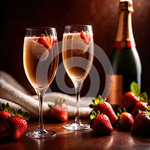 Special occasion luxury celebration, champagne and strawberries