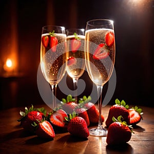 Special occasion luxury celebration, champagne and strawberries