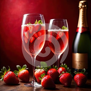 Special occasion luxury celebration, champagne and strawberries