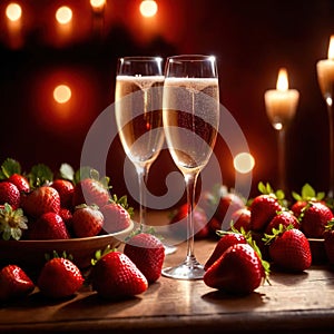 Special occasion luxury celebration, champagne and strawberries