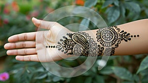 A special occasion to don new clothing and adorn oneself with intricate henna designs symbolizing purity and new photo