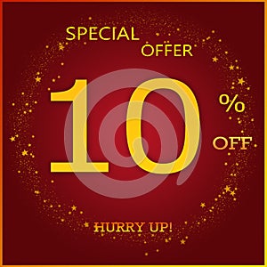 Special Offer 10% Off Hurry Up - Luxury Gold Yellow Text On Brown Background For Christmas & New Year Sale