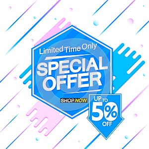 Special Offer, 50% off, sale banner design template, discount tag, vector illustration