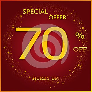 Special Offer 70% Off Hurry Up - Luxury Gold Yellow Text On Brown Background For Christmas & New Year Sale