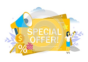 Special offer announcement, vector flat style design illustration