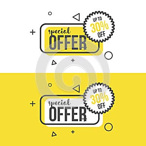 Special offer banner in flat style.