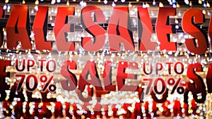 Special offer banner with the red sale text gold bokeh blur background