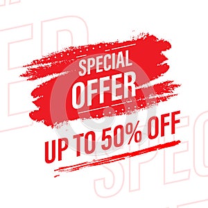 Special offer banner template grunge brush style, shopping promotion discount advertising