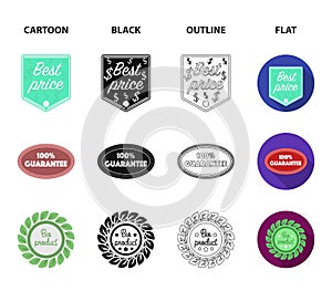 Special offer, best prise, guarantee, bio product.Label,set collection icons in cartoon,black,outline,flat style vector photo