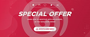 Special Offer Flash Sale Poster or banner with download button,red background.Flash Sales banner template design for digital