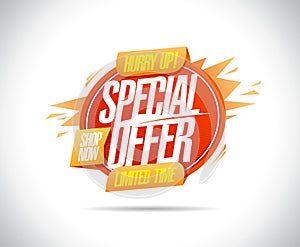 Special offer, limited time, hurry up to shop now web banner template