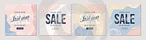 Special offer Mid year sale banner set. Special offers and promotion square banner template.
