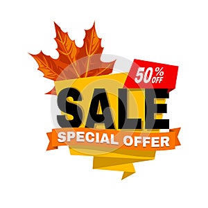 Special offer off banner. Super mega sale, discount, best offer.