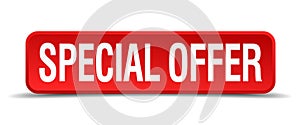 Special offer red 3d square button