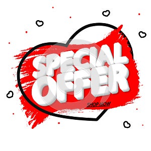 Special Offer, Sale banner design template, discount tag, grunge brush, vector illustration