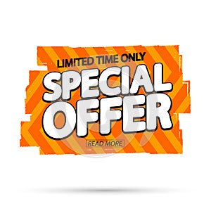 Special Offer, Sale banner design template, discount tag, grunge brush, vector illustration