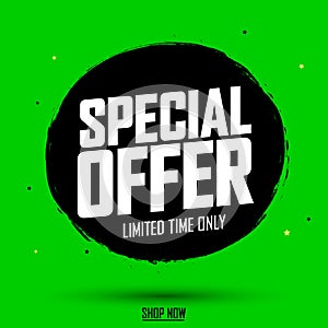 Special Offer, Sale banner design template, discount tag, grunge brush, vector illustration