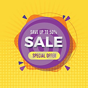 Special offer sale banner with yellow background