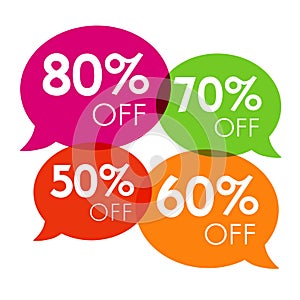 Special offer 80% sale pink speech bubble tag vector illustration