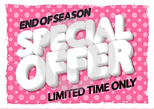 Special Offer, sale poster design template, end of season, horizontal banner, vector illustration