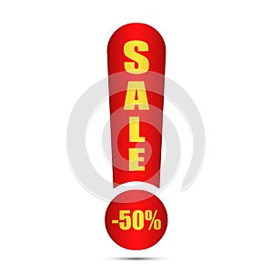 Special offer sale red tag isolated vector illustration. Discount offer price label, 50% off discount sticker, ad offer on shoppin