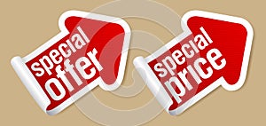 Special offer stickers.