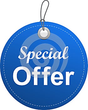 Special offer tag label blue