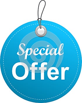 Special offer tag label blue