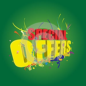Special offers 3D on green background photo