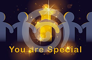 Special person concept, best friend favorite vector illustration, friendship metaphor, outstanding person, leadership and