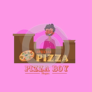 Special pizza boy vector mascot logo