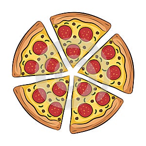 Special pizza cartoon vector illustration