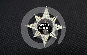 Special police badge with space close up view