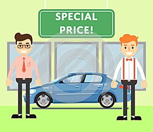 Special price for auto concept with car salesmen