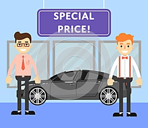 Special price for auto concept with car salesmen