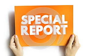 Special Report text card, concept background