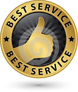 Special service golden sign with thumb up, vector illustration