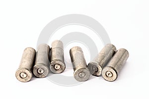 .38 special shell casings isolated on white background